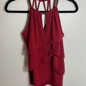 WHBM Red Layered Sleeveless Top Sz XS with Beads